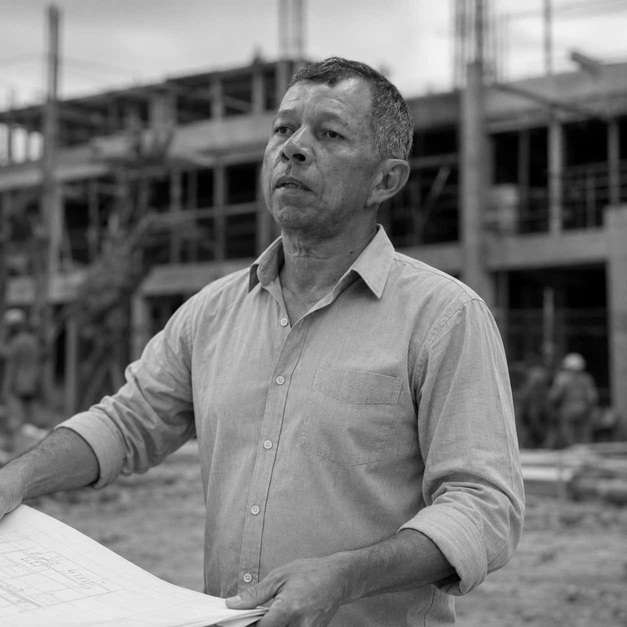Nilton de Oliveira, fundador da Gordo Construtora, no canteiro de obras